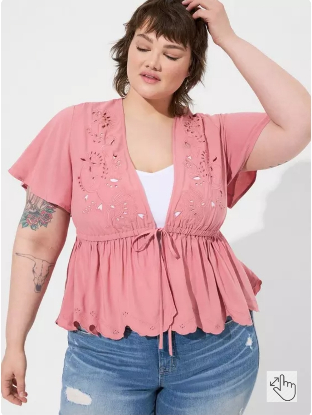 NWT Torrid Eyelet Challis Tie Front Top